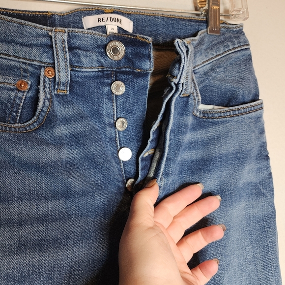 REDONE Ankle Crop Jeans Dusk Destroy Button Fly Womens Size 26 (2) - Picture 2 of 15